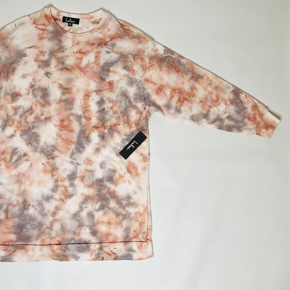 Lulus Mini Dress Womens XS Sweatshirt Tie Dye Pink Gray Relaxed Fit Hang Loose - Picture 4 of 11